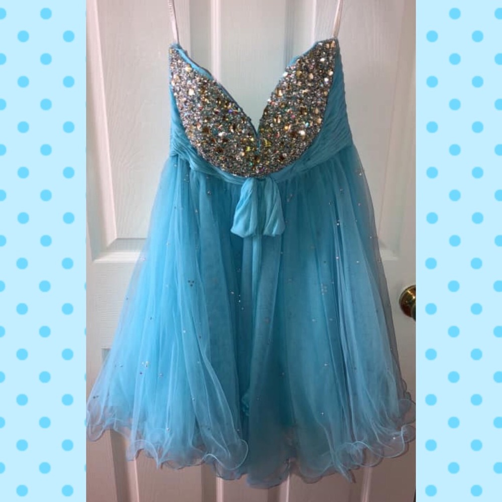 Blue Sherri Hill short formal dress